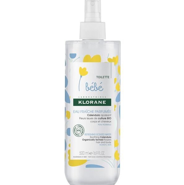 Klorane – Eau fraîche parfumée au Calendula apaisant – Bébé – Peau normale 500 ml