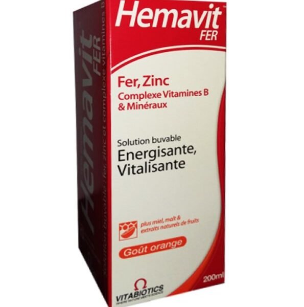 Vitabiotics – Hemavit Fer Complexes Vitamines B et Minéraux Liquide – 200ml