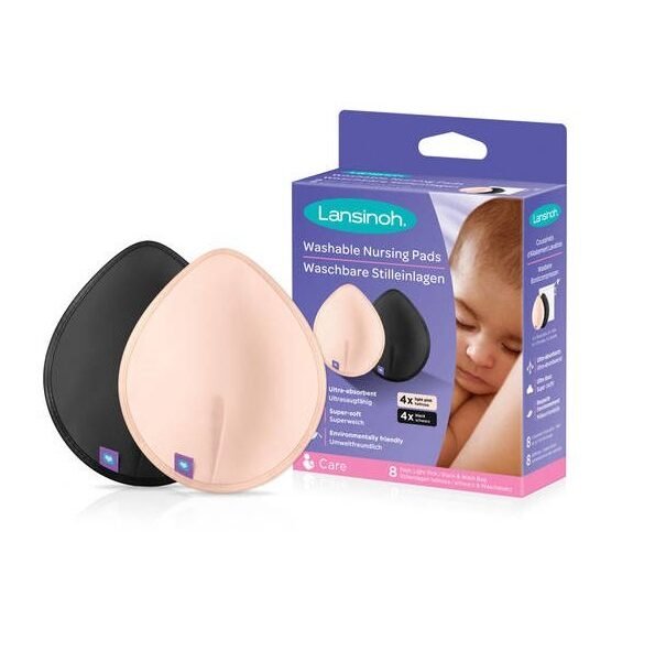 Lansinoh Coussinets d&rsquo;allaitements lavables « Rose/Noir » 8 pads