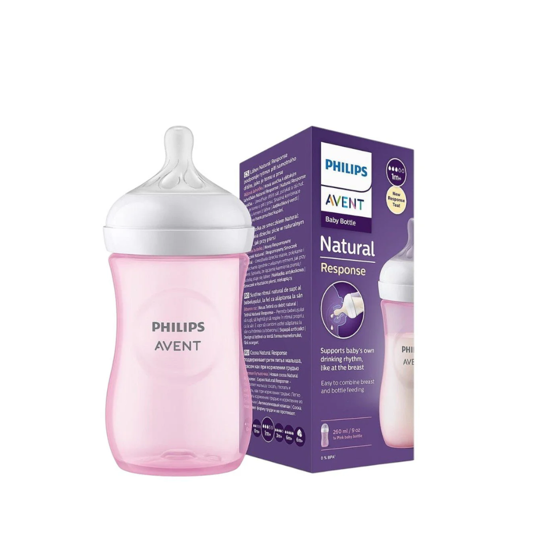 Avent-Bib-Natural-Response-Teat-1m-260ml-Scy903-11-Pink.png Avent Biberon Natural Response Teat +1m 260ml Scy903 /11 Pink – Image 1