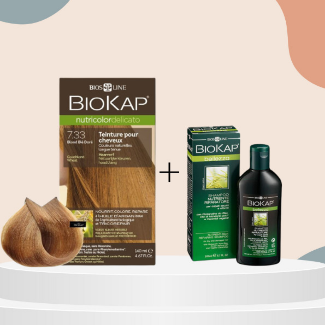 Biokap-Delicato-7.33-140mlshampoing-nourissant-reparateur-100ml-pack-1.png Biokap Delicato 7.33 140ml+shampoing nourissant reparateur 100ml pack – Image 1