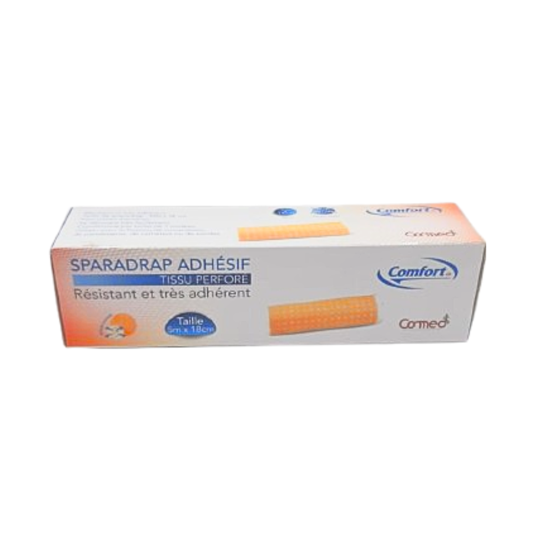 Comfort-sparadrap-Adhesif-blanc-5m18cm-1.png Comfort Sparadrap Adhesif Blanc 5m x 18cm – Image 1