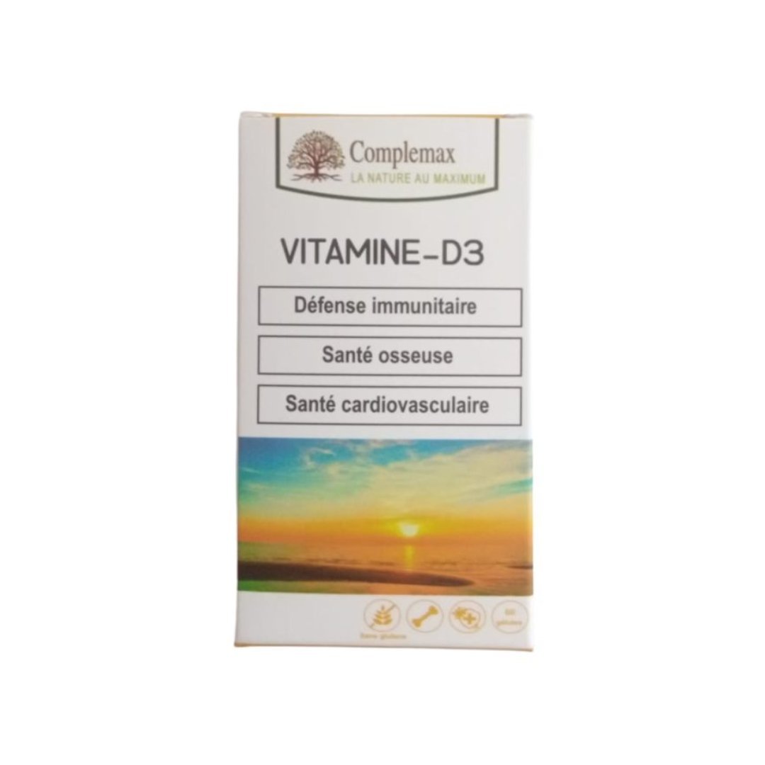 Complemax-Vitamine-D3-60-gelules-1-1.jpg Complemax Vitamine – D3 60 gelules – Image 1