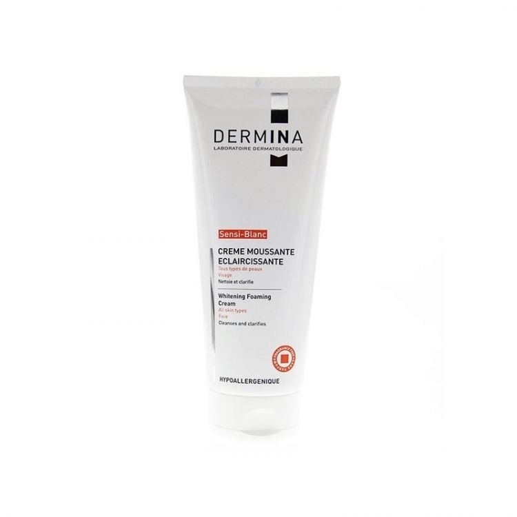 Dermina-sensi-blanc.jpg DERMINA SENSI-BLANC CREME MOUSSANTE ECLAIRCISSANTE VISAGE TOUS TYPES DE PEAUX 100ML – Image 1