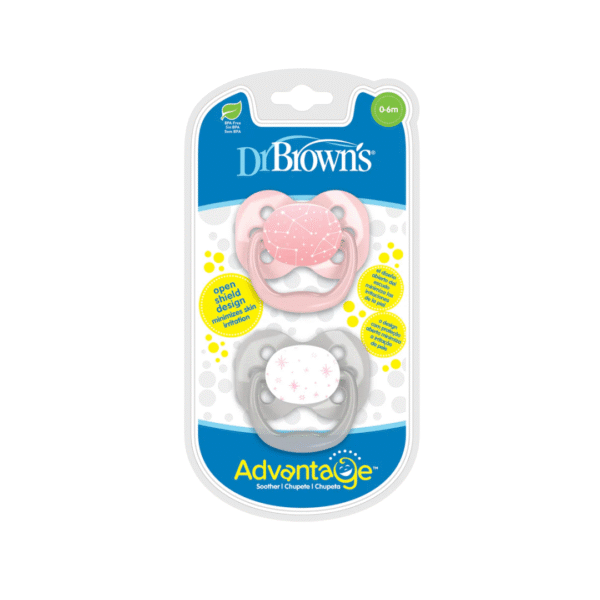 Dr Brown&rsquo;s 2 Sucette Advantage Etoile Rose 0-6m