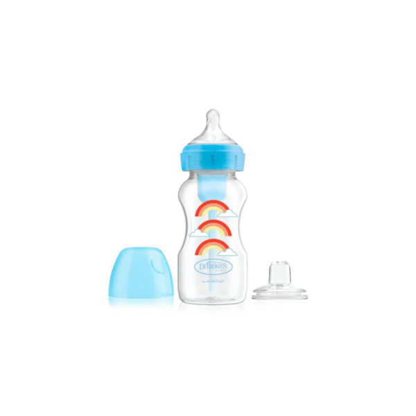 Dr Brown&rsquo;s Biberon Col Large Bleu Rainbows 270ml WB91605