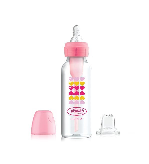 Dr-browns-Bib-cole-etroit-Pink-250ml-SB8191-1.jpg Dr browns Biberon Cole Etroit Pink 250ml SB8191 – Image 1