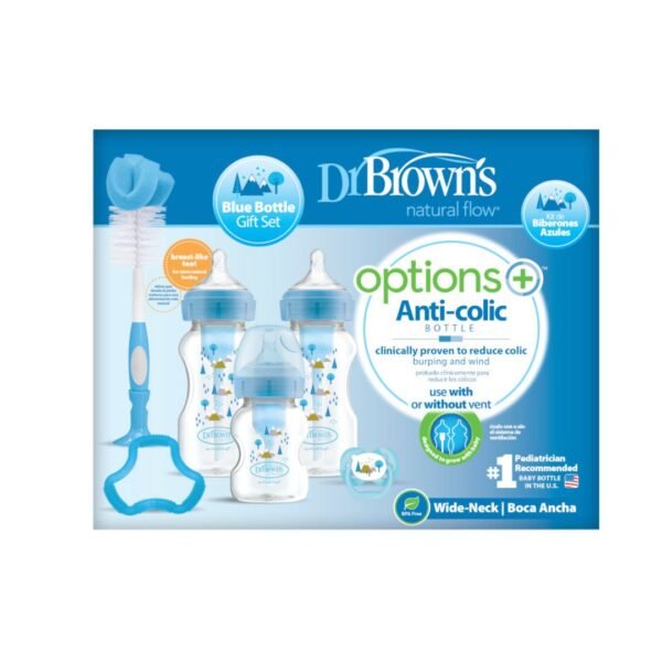 Dr brown&rsquo;s Biberon + Sucette + Anneau + goupillon  WB03602-ESX Blue