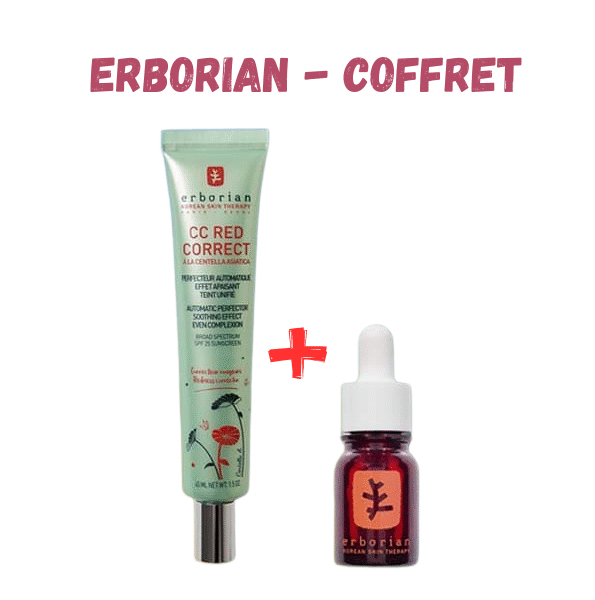 ERBORIAN – Coffret CC Red Correct 45ml + Skin Therapy 10ml