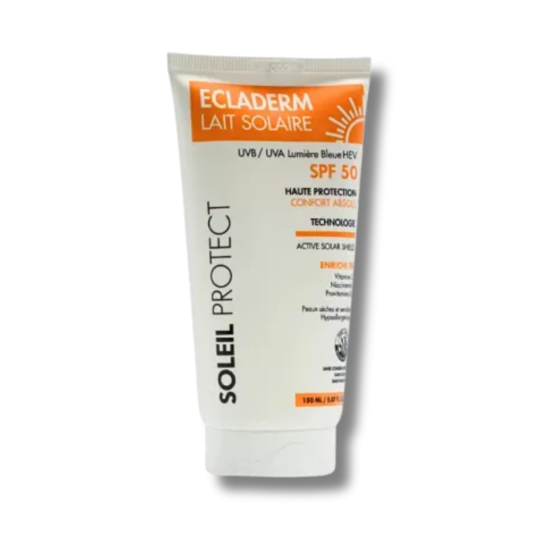 Ecladerm-Soleil-Protect-Lait-solaire-spf50-150ml.png Ecladerm Soleil Protect Lait Solaire Spf50 150ml – Image 1