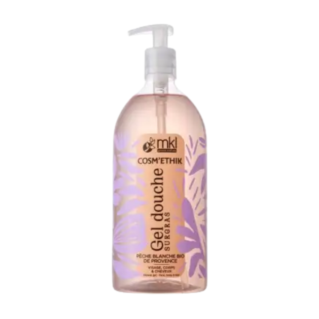 Elba-lait-bronzant-protecteur-spf30-100ml-2025-04-25T150847.952.png MKL Cosm’ethik Gel Douche Peche Blanche Bio de Provence 1L – Image 1