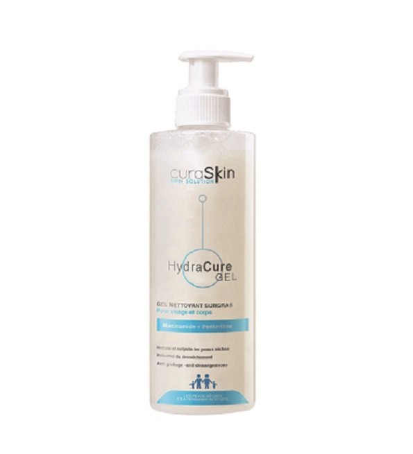 Flacon-Hydracure-surgras-200ml-copie.jpg CURASKIN HydraCure Gel Nettoyant Surgras 200ml – Image 1