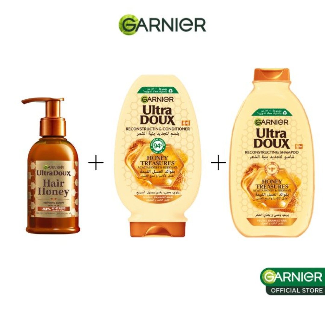 Garnier-Routine-Ultra-doux-shampooing-200mlSerum-120mlApres-shampooing-200ml Garnier Routine Ultra doux shampooing 200ml+Serum 120ml+Apres-shampooing 200ml – Image 1