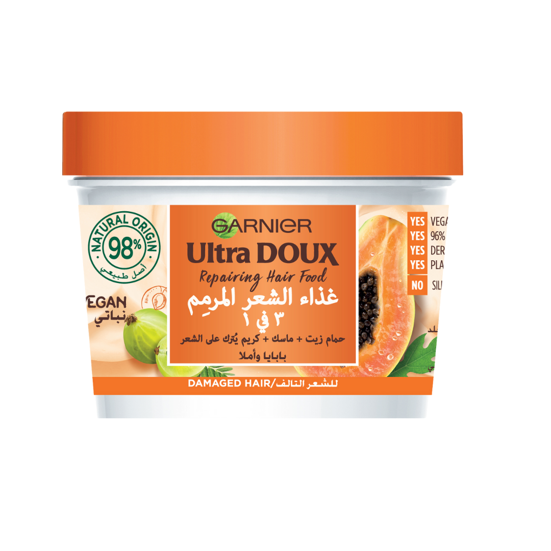 Garnier-Ultra-Doux-Hair-Food-Papaye-390ml.png Garnier Ultra Doux Hair Food Papaye 390ml – Image 1