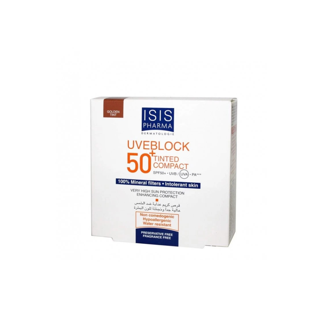 Isis-Uveblock-50-compact-teinte-doree-10g.png Isispharma Uveblock 50+ Compact Teinte Doree 10g – Image 1