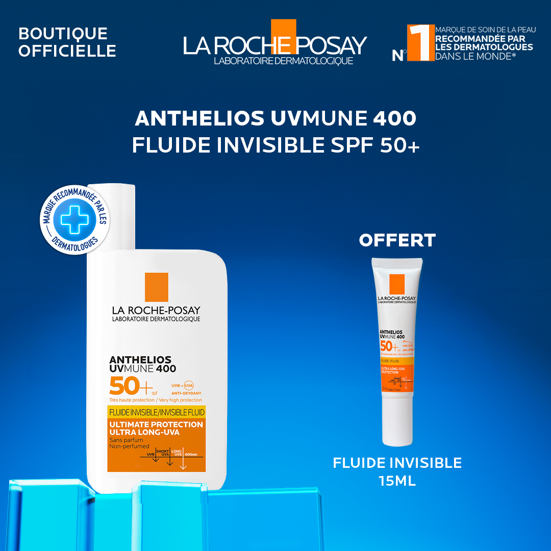 LRP-5-3.png La Roche Posay Anthelios Fluide UVMUNE 400 Invisible spf50+ 50ml+ Miniature de 15ml – Image 1