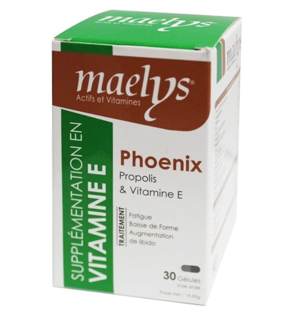 Maelys-Phoenix-propolis-vitamine-E-30gelules-1.jpg Maelys Phoenix Propolis et Vitamine E – 30 Gélules – Image 1