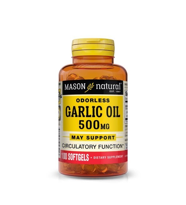 Mason-natural-Garlic-Oil-500-mg-100-softgels-532-100-1.jpg Mason Natural Garlic Oil 500 mg 100 Softgels – Image 1