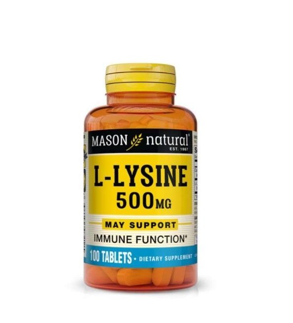 Mason-natural-L-lysine-500mg-100-tablets-721-100-1.jpg Mason Natural L-lysine 500mg 100 Tablets – Image 1