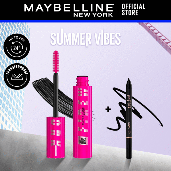 Maybelline Mascara Fire Works Noir 10ml + Crayon Kajal Argan Oil Pack