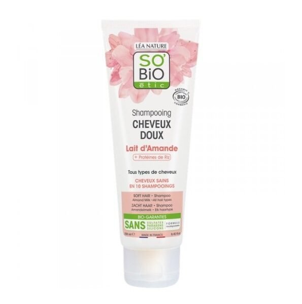SO BIO SHAMPOOING DOUX AU LAIT D&rsquo;AMANDE ET PROTEINE DE RIZ 250ML