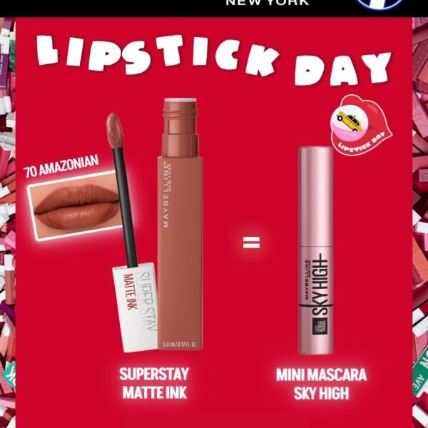 MAYBELLINE SUPERSTAY MATTE INK 70 AMAZONIAN = MINI MASCARA SKY HIGH