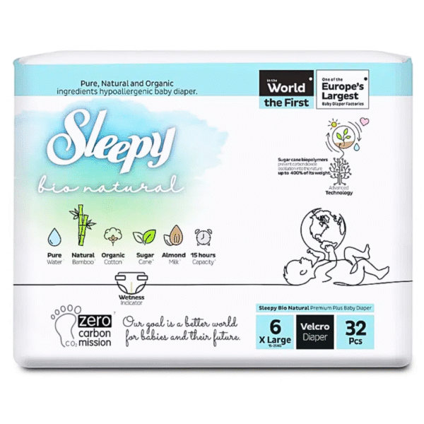 Sleepy Bio Natural Couches Taille 6 Xlarge 15-25kg/32 Pieces