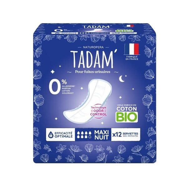 TADAM SERVIETTES FUITES URINAIRES MAXI NIGHT X 12