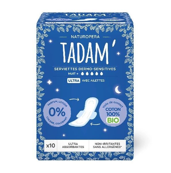 Tadam Serviette Ultra Coton Bio Long Maxi 16un
