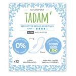 Tadam Serviette Ultra Coton Bio Super+ 12un