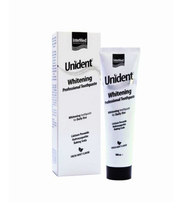 Unident-dent-whitening-professional-100ml.jpg Unident Dentifrice Whitening Professional 100ml – Image 1