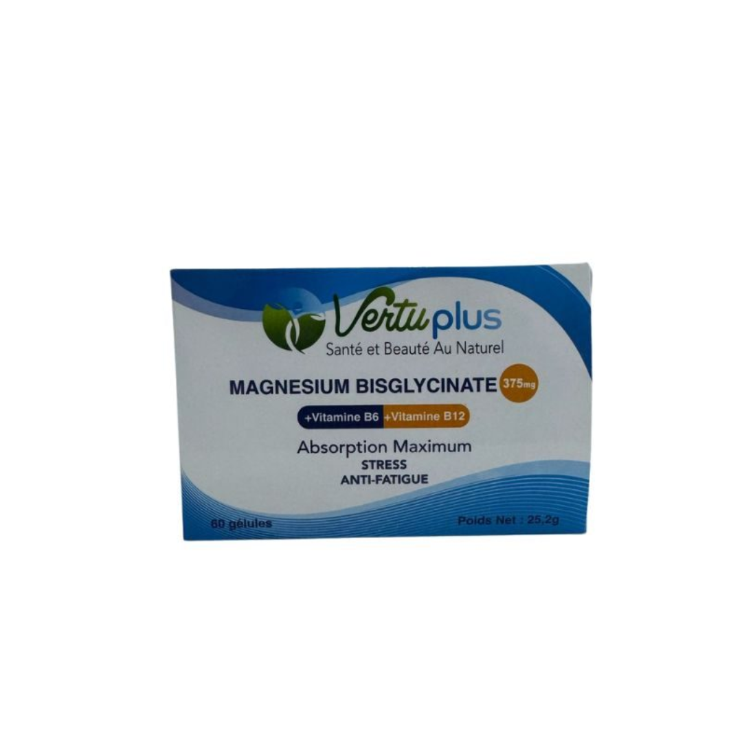 Vertu-plus-Magnesium-Bisglycinate-60gelules.png Vertu Plus Magnesium Bisglycinate 60Gelules – Image 1