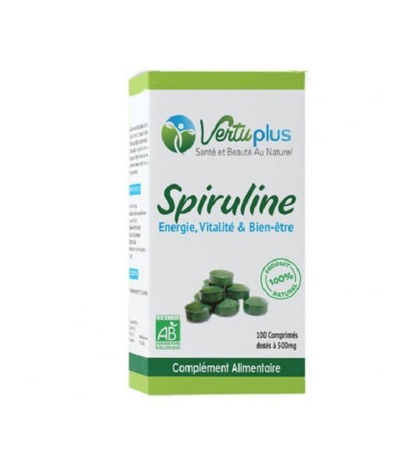 Vertuplus-Spiruline-100-comprimes-1.jpg Vertu Plus Spiruline 100 Comprimés – Image 1