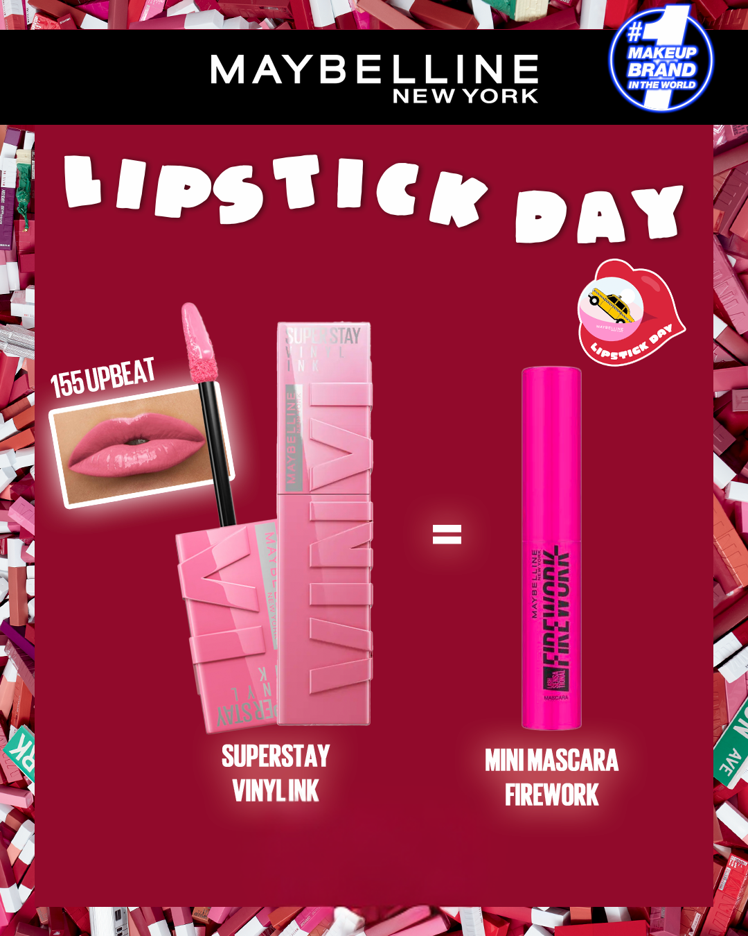 Vinyl-155-UPBEAT.png MAYBELLINE SUPERSTAY VINYL INK 155 UPBEAT = MINI MASCARA FIREWORK – Image 1