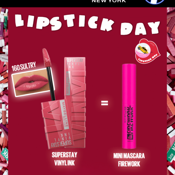 MAYBELLINE SUPERSTAY VINYL INK 160 SULTRY = MINI MASCARA FIREWORK