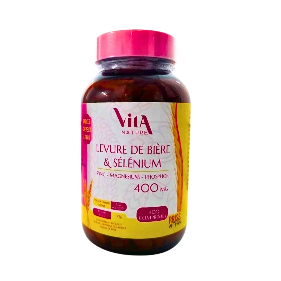 Vita-nature-Levure-de-biere-selenium-400mg-400-cps-1.jpg Vita Nature Levure de Biere & Selenium 400mg 400 Comprimes – Image 1