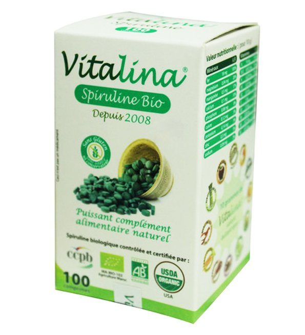 Vitalina-spiruline-100-Comprimes-1.jpg Vitalina Spiruline Bio – 100 Comprimés – Image 1
