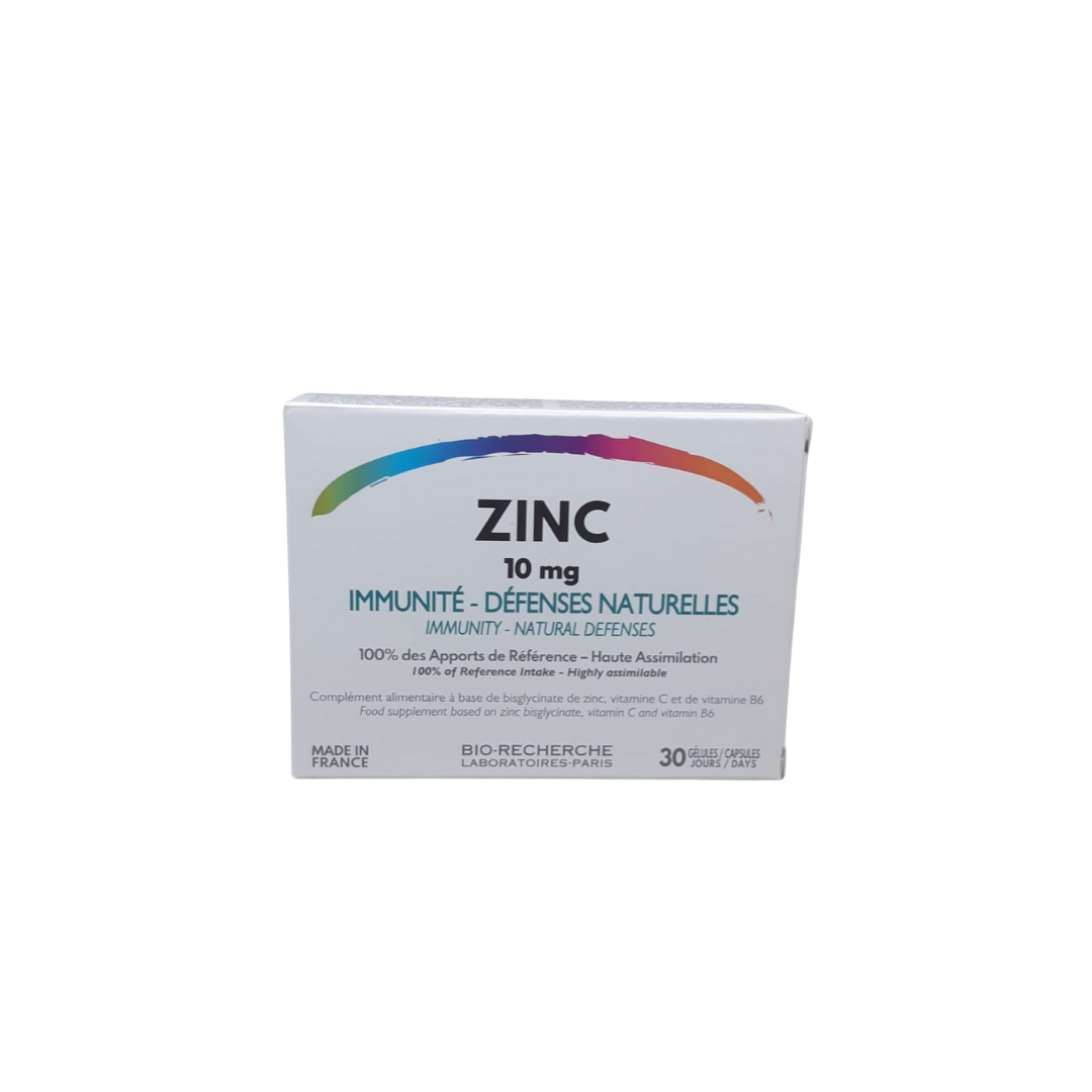 Zinc-10mg-30gelules.png Bio RECHERCHE Zinc 10mg 30gelules – Image 1
