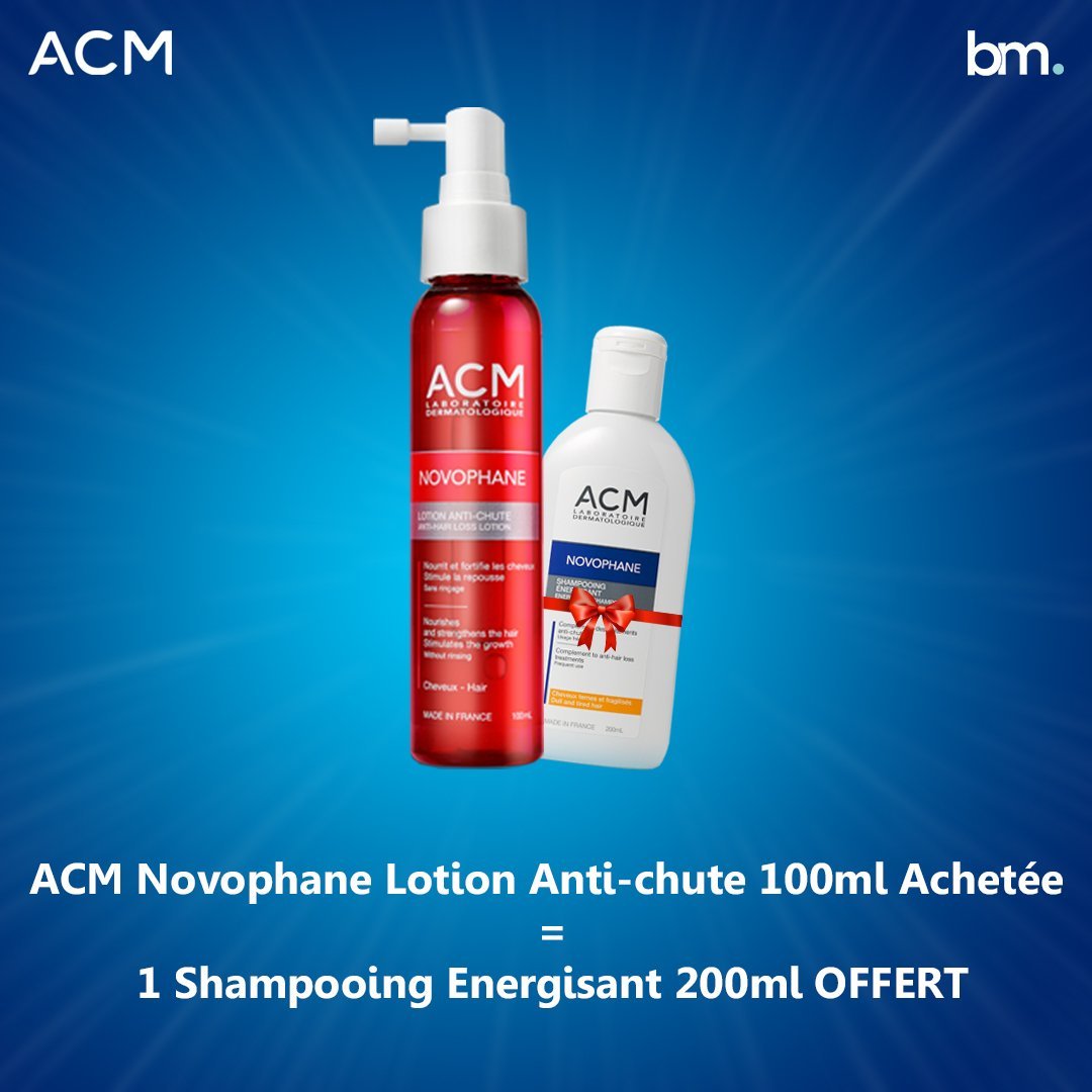 acm-antichute.jpg Acm Novophane Lotion anti-chute – 100 ml + Shampooing Energisant 200ml Offert – Image 1