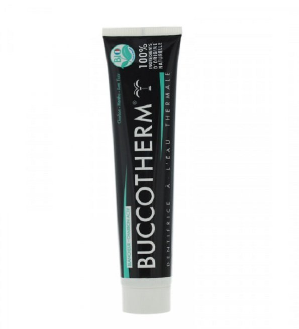 buccotherm-dentifrice-a-leau-thermale-blancheur-charbon-menthe-fluor-75-ml-produit-1.jpg Buccotherm Dentifrice Charbon Noir 75ml – Image 1