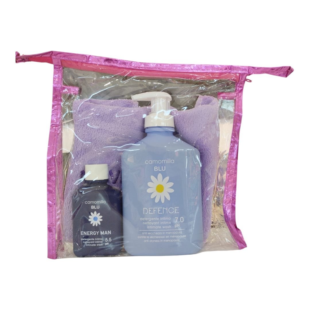 camomilla-blu-pack.jpg Camomilla Blu Defence Nettoyant Intime + Gel miniature & Serviette – Image 1