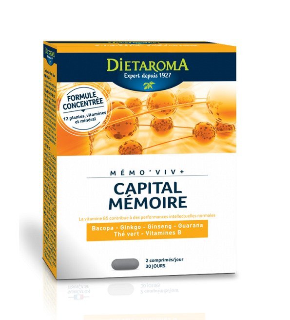 dietaroma-memo-viv-capital-cerebral-1.jpg DIETAROMA MÉMO VIV CAPITAL CÉRÉBRAL MÉMOIRE 60 Comprimès – Image 1