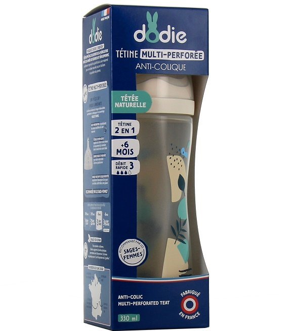 dodie-biberon-tetine-multi-perforee-dodie4.jpg DODIE Biberon Multi Perfore Tetine Debit 3 Rose +6mois 330ml – Image 1