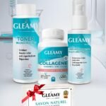 Gleamy Routine Peau Complete Toner 100ml +  Collagene Boite de 30 Gélules +Serum 50ml = Savon Offert