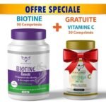 HEALTH POWER BIOTINE Beauté 90 Comprimés + Vitamine C 30 Comprimés OFFERT