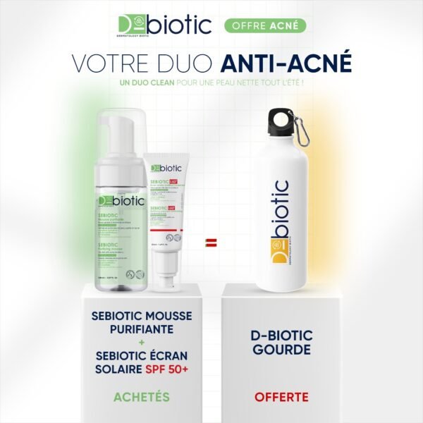 D-Biotic Sebiotic Mousse Nettoyante + D-Biotic Ecran Spf50 = Gourde Offerte