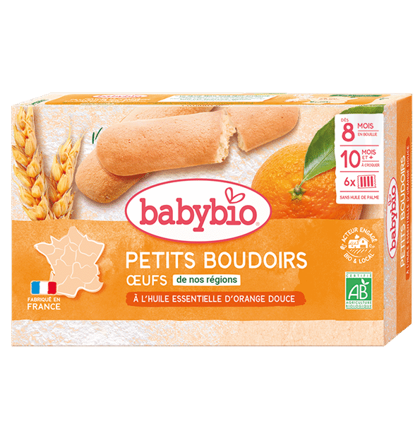 BABYBIO Petits Boudoirs à l&rsquo;huile Essentielle d&rsquo;orange Douce 120G