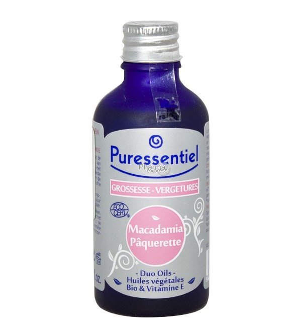 puressentiel-macadamia-paquerette-bio-huile-vegetale-50-ml.jpg Puressentiel Duo-oils Grossesse & Vergetures Macadamia/Pâquerette Huiles Végétales Bio 50 ml – Image 1