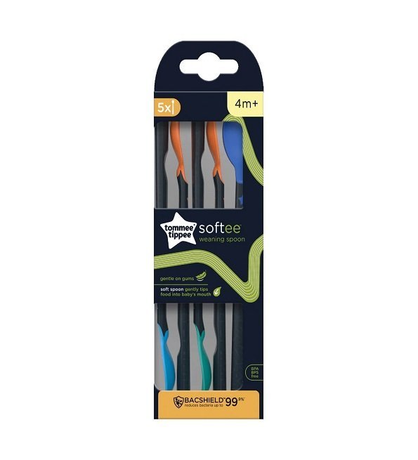 tommee-tippee-lot-de-5-cuilleres-d-apprentissage-softee-4m-2.jpg Tommee Tippee Lot de 5 Cuillères d’apprentissage Softee 4M+ – Image 1