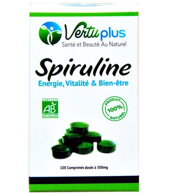 vertuplus-spiruline-100-comprimes.jpg Vertu Plus Spiruline 200 Comprimés – Image 1